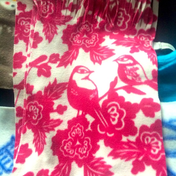 Bird print fleece scarf long new condition vintage Old Navy - Picture 2 of 6